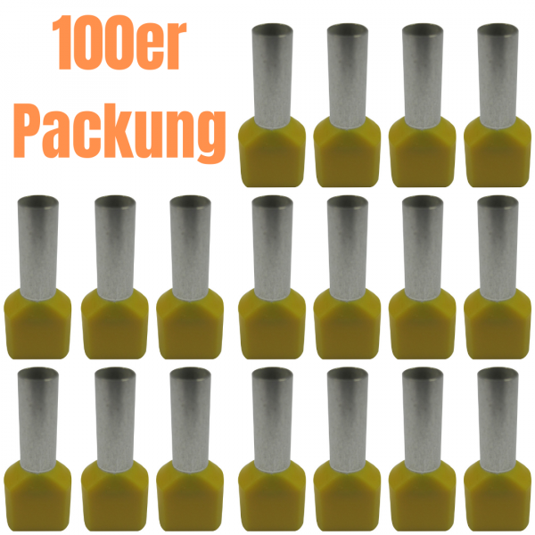 Aderendhülsen Twin - 2x6,00mm² - Gelb (100er Pack)